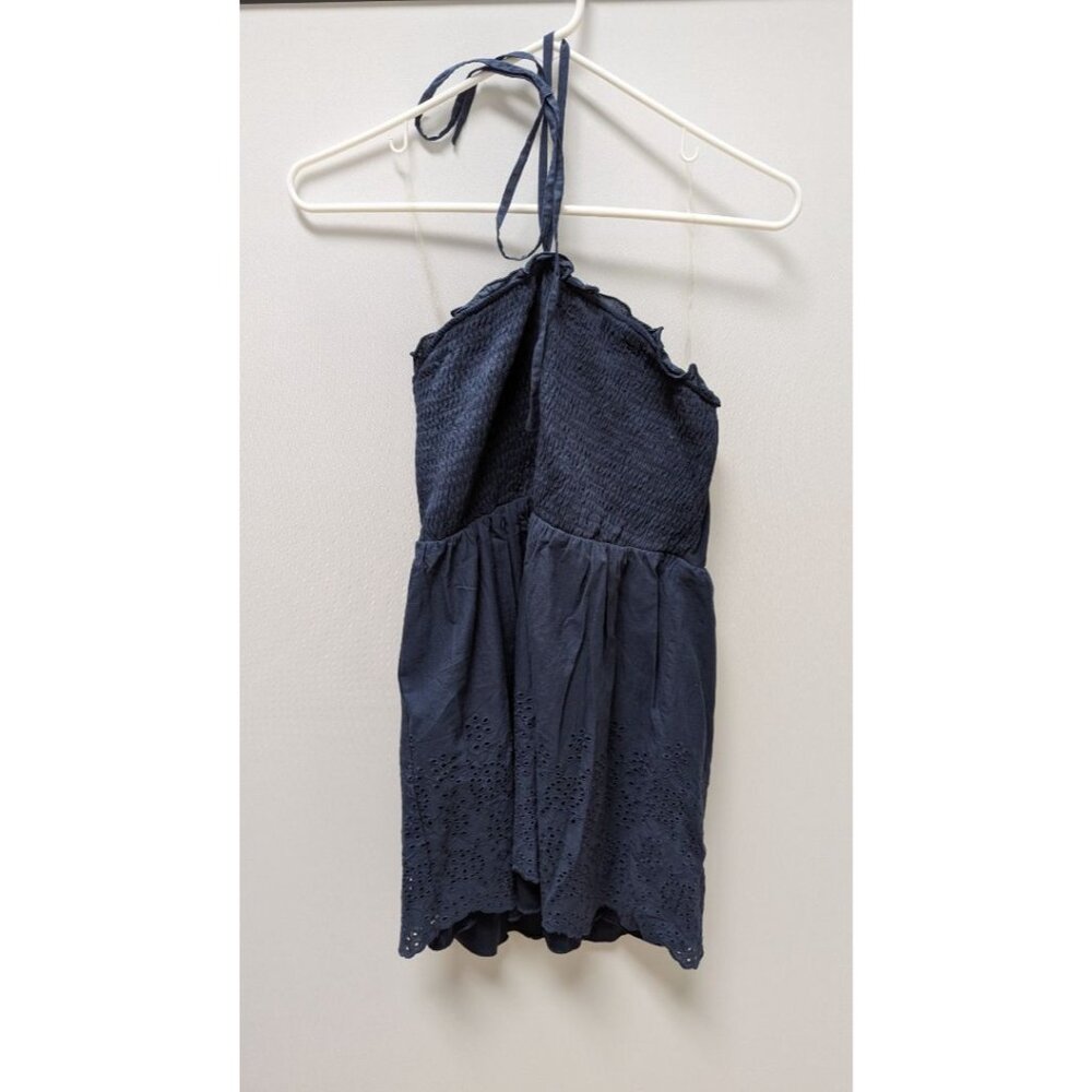 speechless Navy Halter-Neck Ruched Babydoll Blouse